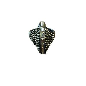 Mark Avon Statement Ring‎ Gold Tone Bead Rhinestone Adjustable Cocktail